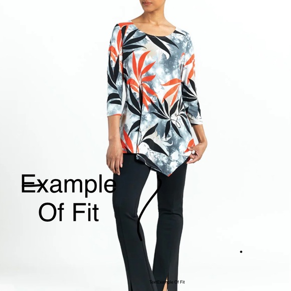 CLARA SUN WOO Kerchief Angle Hem Tunic Top Size XL Floral Print Stretch USA Made - Picture 5 of 16